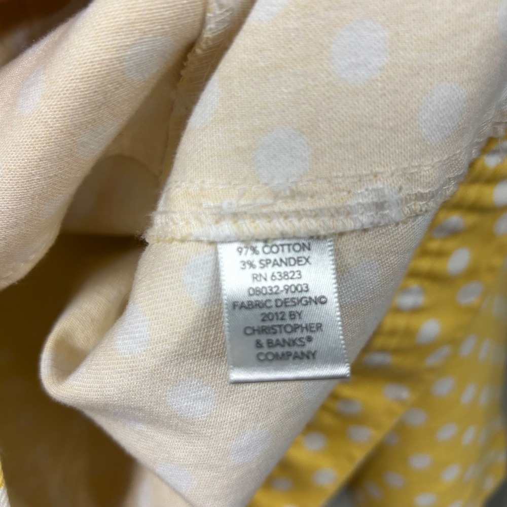 Christopher & Banks Yellow White Polka Dot Denim Jacket‎ Medium Gold Buttons - Picture 7 of 7